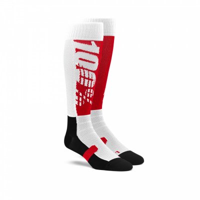 100%, HI SIDE PERFORMANCE MOTO SOCKS, VUXEN, SVART/RÖD