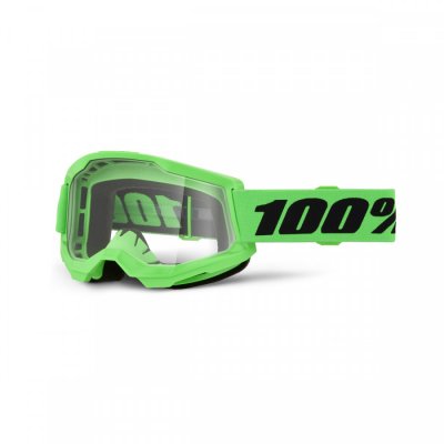 100%, STRATA 2 GLASÖGON NEON GREEN - CLEAR LENS, VUXEN