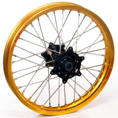 Haan Wheels, Komplett Hjul, 1,60, 21", FRAM, GULD SVART, Kawasaki 95-05 KX250, 04-05 KX250F, 95-05 KX125, Suzuki 04-06 RM-Z250