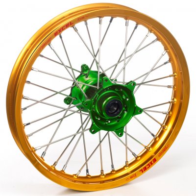 Haan Wheels, Komplett Hjul, 1,60, 21", FRAM, GULD GRÖN, Kawasaki 95-05 KX250, 04-05 KX250F, 95-05 KX125, Suzuki 04-06 RM-Z250