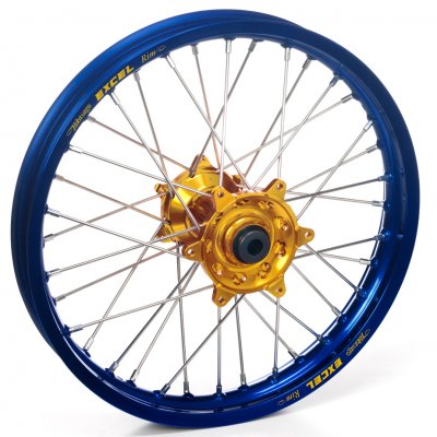 Haan Wheels, Komplett Hjul, 1,40, 19", FRAM, BLÅ GULD, Suzuki 02-24 RM85, 97-01 RM80