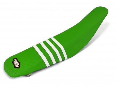 Moto Seat, Sadelöverdrag Stripes, VIT GRÖN, Kawasaki 12-15 KX450F, 13-16 KX250F