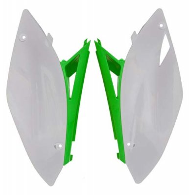 Rtech, Sidopanel, VIT GRÖN, Kawasaki 09-11 KX450F, 09-12 KX250F