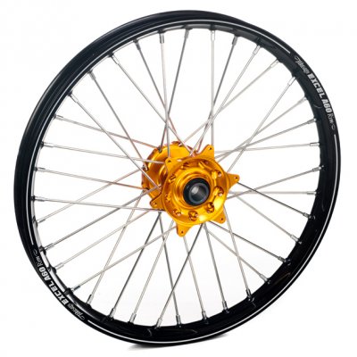 Haan Wheels, Komplett Hjul A60, 1,60, 21", FRAM, SVART GULD, Yamaha 14-26 YZ450F, 14-26 YZ250F, FANTIC 24 XEF 450, 24-26 XXF 450