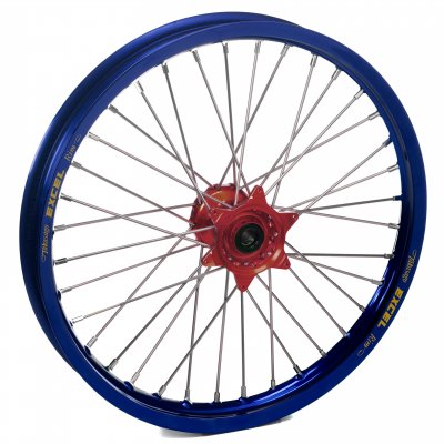 Haan Wheels, Komplett Hjul, 1,60, 19", FRAM, RÖD BLÅ, KTM 12-27 85 SX, Husqvarna 20-27 TC 85, 19 TC 85 (17/14), 14-19 TC 85 (19/