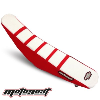 Moto Seat, Ribbat Överdrag, RÖD SVART VIT, Honda 09-12 CRF450R, 10-13 CRF250R