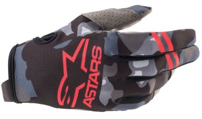 Crosshandskar Alpinestars Junior Radar Handskar Camo/Röd Fluo