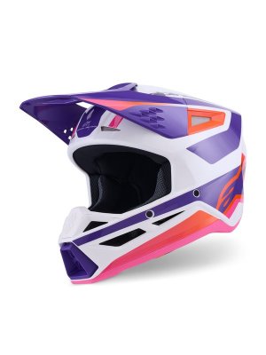 CROSSHJÄLM Alpinestars S-M3 Heat Vit/Lila/Rosa