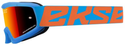 EKS X-Grom Youth Goggle - Cyan Blue/Flo Orange / Red Mirror Lens