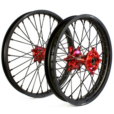 Holeshot, Komplett Hjulset, 2,15/1,60, 19/21", BAK FRAM, MATT SVART RÖD, KTM 15-26 450 SX-F, 15-26 250 SX/250 SX-F, 15-26 350 SX