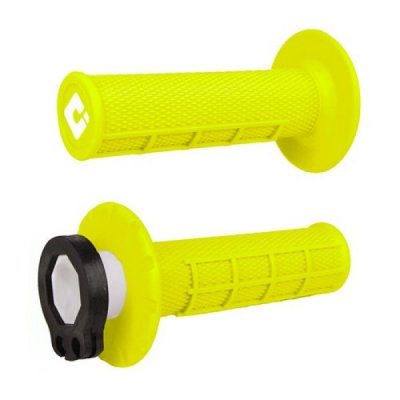 Gummihandtag ODI Half Waffle MX Lock-On Grip Set 2 & 4 Stroke Fluo Yellow