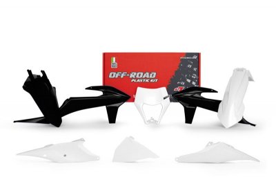 Rtech, Plastkit, SIXDAYS, SVART VIT, KTM 20-23 450 EXC-F, 20-22 250 EXC TPI/150 EXC TPI/300 EXC TPI, 23 250 EXC/150 EXC/300 EXC,