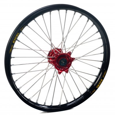 Haan Wheels, Komplett Hjul, 1,40, 17", FRAM, SVART RÖD, KTM 25-27 65 SX, Husqvarna 25 TC 65, 26 TC 65, GasGas 25 MC 65