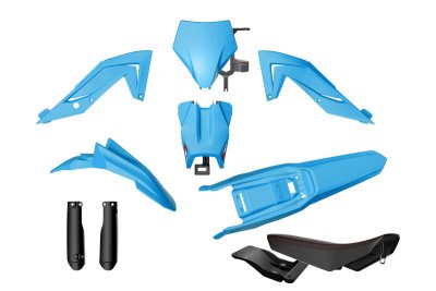 Rtech, Plastkit, Revolution ink sadel, CYAN SVART BLÅ, TALARIA 23-25 STING