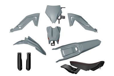 Rtech, Plastkit, Revolution ink sadel, SVART GRÅ, TALARIA 23-25 STING