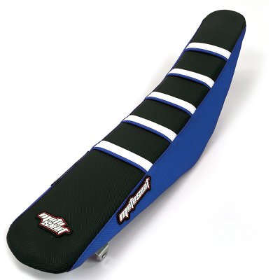 Moto Seat, Ribbat Överdrag Ltd Edt, BLÅ SVART VIT, TM 15-18 EN 250/MX 250, 15-18 EN 125/MX 125/EN 144/EN 300/MX 144/MX 300